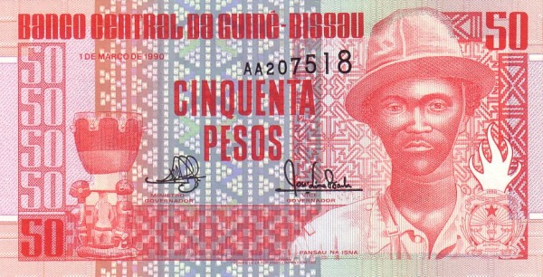GUINEA-BISSAU 50 Pesos 1990 Pick 10