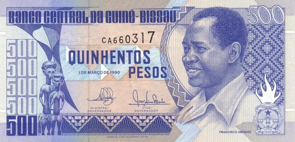 GUINEA-BISSAU 500 Pesos 1990 Pick 12