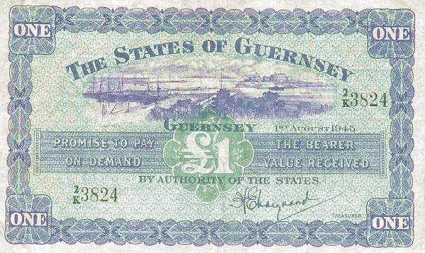 GUERNSEY 1 Pound 1966 Pick 43 collectible banknote