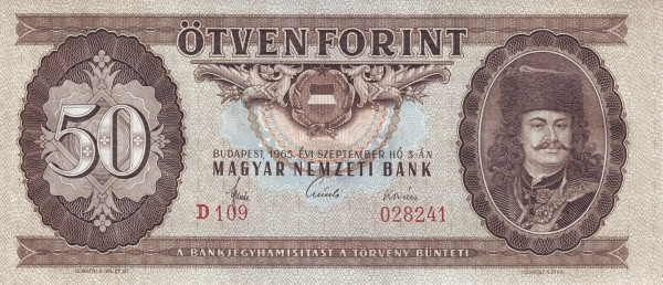 HUNGARY 50 Forint 1965 Pick 170