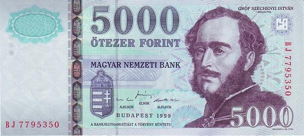 HUNGARY 5000 Forint 1999 Pick 182 collectible banknote