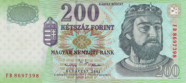HUNGARY 200 Forint 2001 Pick 187 collectible banknote
