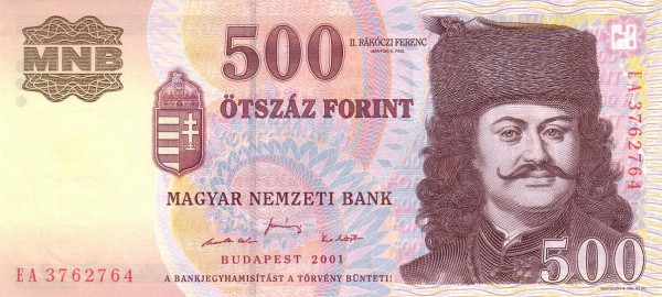 HUNGARY 500 Forint 2001 Pick 188 collectible banknote