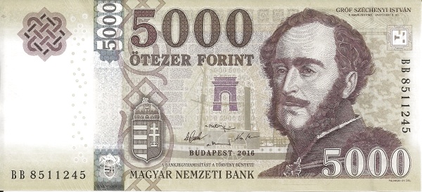 HUNGARY 5000 Forint 2016 Pick 205 collectible banknote