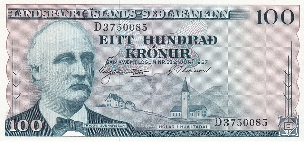 ICELAND 100 Krónur 1957 Pick 40