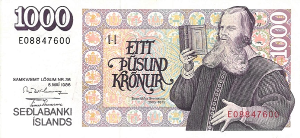 ICELAND 1000 Krónur 1986 Pick 56