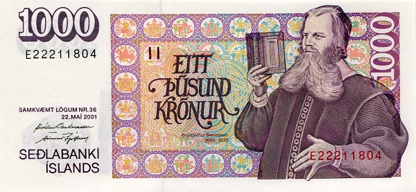 ICELAND 1000 Krónur 2001 Pick 59A collectible banknote