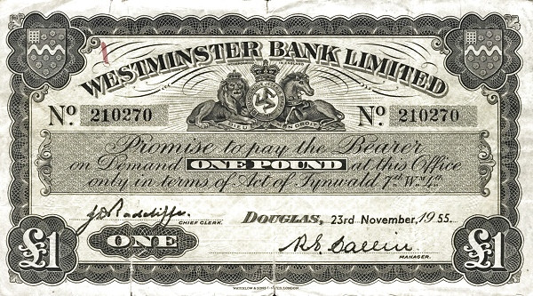 ISLE OF MAN 1 Pound 1955 Pick 23A collectible banknote