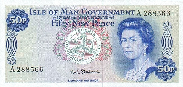 ISLE OF MAN 50 New 1972 Pick 28 collectible banknote