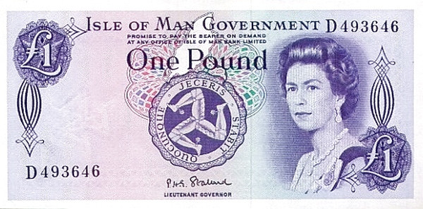 ISLE OF MAN 1 Pound 1972 Pick 29 collectible banknote