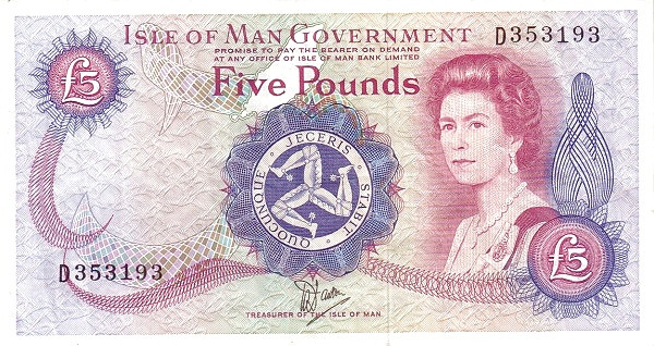 ISLE OF MAN 5 Pounds 1987 Pick 35A collectible banknote