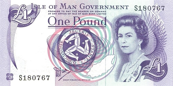 ISLE OF MAN 1 Pound 1990 Pick 40 collectible banknote