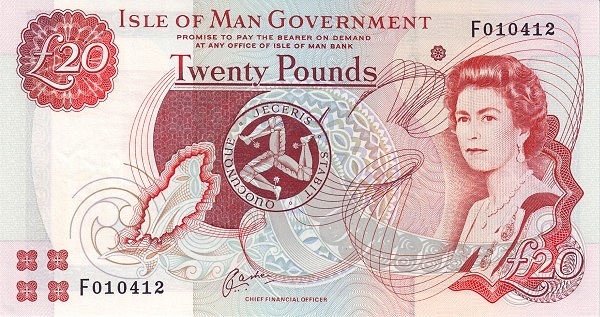 ISLE OF MAN 20 Pounds 2000 Pick 45 collectible banknote