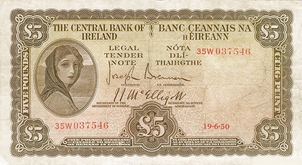 IRELAND 5 Pounds 1960 Pick 58