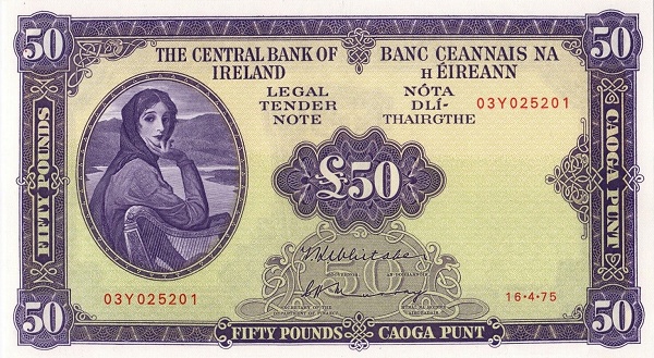 IRELAND 50 Pounds 1962 Pick 68 collectible banknote