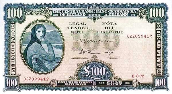 IRELAND 100 Pounds 1963 Pick 69 collectible banknote