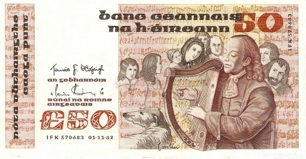 IRELAND 50 Pounds 1982 Pick 74 collectible banknote