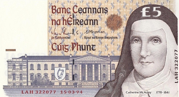 IRELAND 5 Pounds 1994 Pick 75 collectible banknote