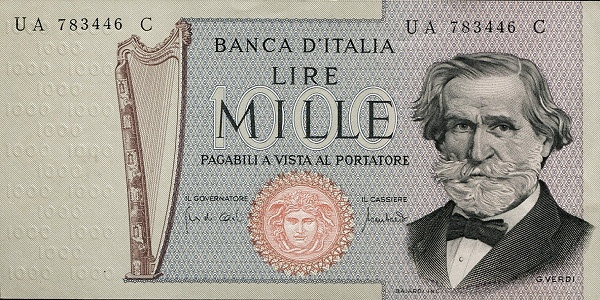 ITALY 1000 Lire 1969 Pick 101