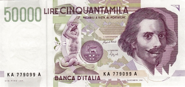 ITALY 50000 Lire 1992 Pick 116 collectible banknote