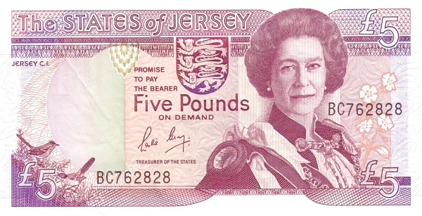 JERSEY 5 Pounds 1989 Pick 16 collectible banknote