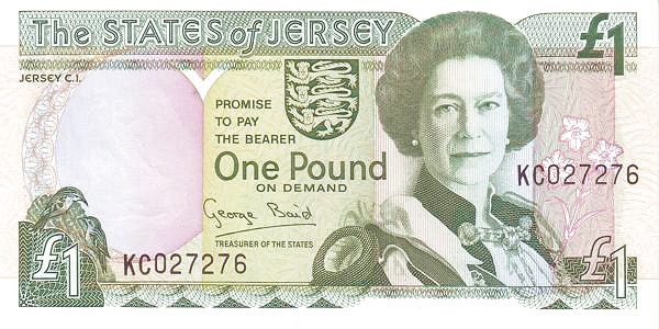 JERSEY 1 Pound 1993 Pick 20 collectible banknote
