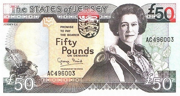 JERSEY 50 Pounds 1993 Pick 24 collectible banknote