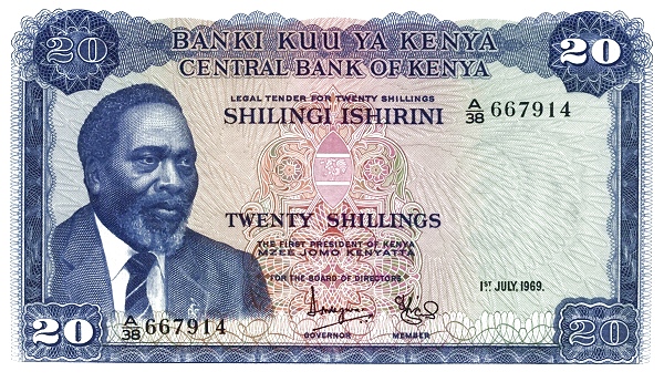 KENYA 20 Shilingi 1969 Pick 8 collectible banknote