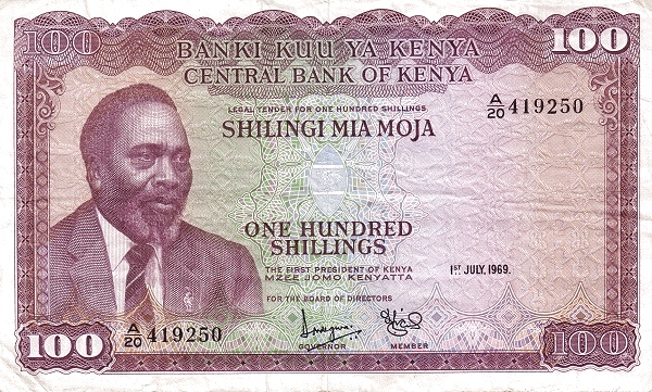 KENYA 100 Shilingi 1969 Pick 10 collectible banknote