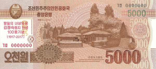 KOREA (NORTH) 5000 Won 2013 Pick CS20 collectible banknote