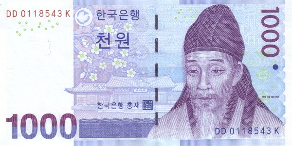 KOREA (SOUTH) 1000 Won 2007 Pick 54 collectible banknote