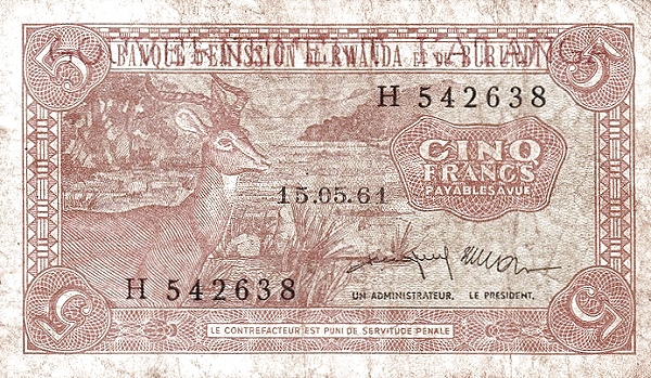 KATANGA 5 Francs 1961 Pick 1