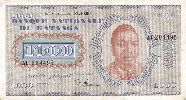 KATANGA 1000 Francs 1960 Pick 10