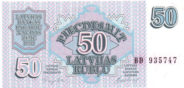 LATVIA 50 Latvijas 1992 Pick 40 collectible banknote