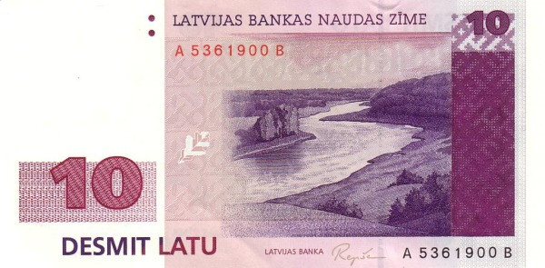 LATVIA 10 Latu 1992 Pick 44 collectible banknote