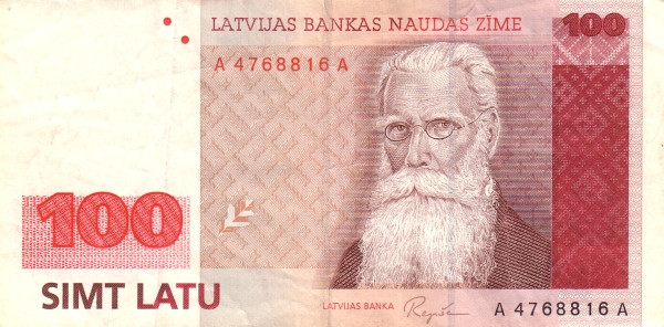 LATVIA 100 Latu 1992 Pick 47 collectible banknote