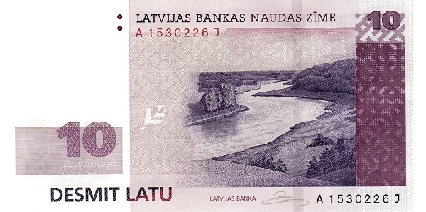 LATVIA 10 Latu 2008 Pick 54 collectible banknote