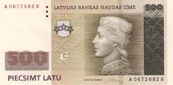 LATVIA 500 Latu 2008 Pick 58 collectible banknote