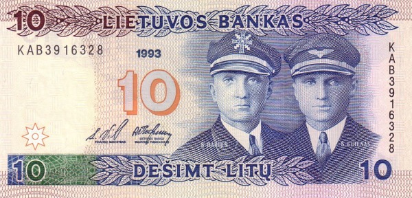 LITHUANIA 10 Lit 1993 Pick 56 collectible banknote
