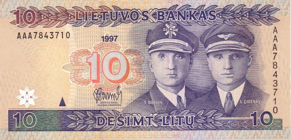 LITHUANIA 10 Lit 1997 Pick 59 collectible banknote
