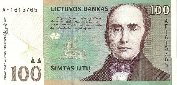 LITHUANIA 100 Lit 2000 Pick 62 collectible banknote