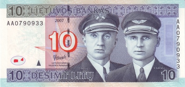 LITHUANIA 10 Lit 2007 Pick 68 collectible banknote