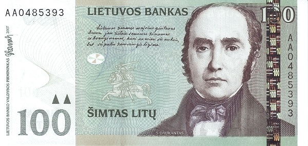 LITHUANIA 100 Lit 2007 Pick 70 collectible banknote