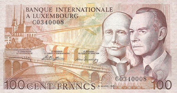 LUXEMBOURG 100 Francs 1981 Pick 14A