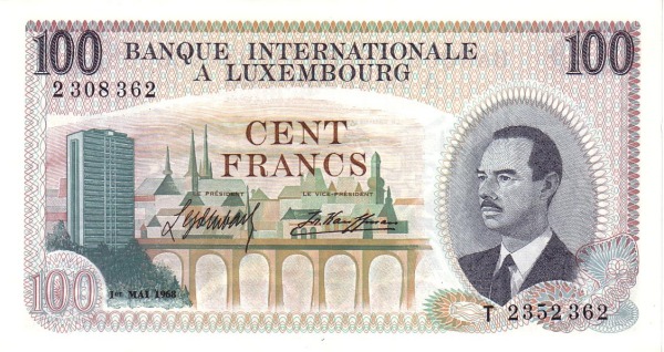 LUXEMBOURG 100 Francs 1968 Pick 14
