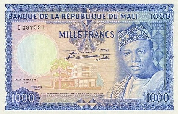 MALI 1000 Francs 1960 Pick 9 collectible banknote