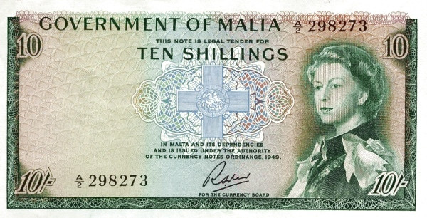 MALTA 10 Shillings 1963 Pick 25