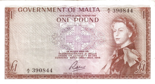 MALTA 1 Pound 1963 Pick 26