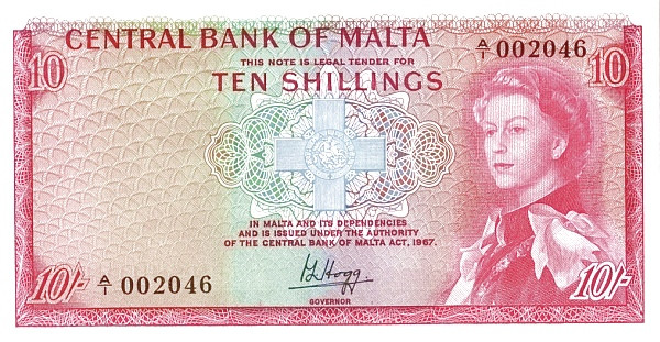 MALTA 10 Shillings 1967 Pick 28