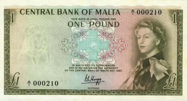 MALTA 1 Pound 1967 Pick 29 collectible banknote